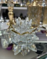 KRİSTAL NİLÜFER OBJE GOLD KÜÇÜK 4X8 CM