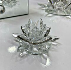 KRİSTAL NİLÜFER OBJE GÜMÜŞ KÜÇÜK 5X8 CM