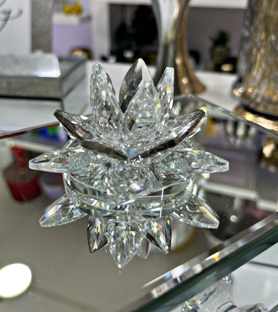 KRİSTAL NİLÜFER OBJE GÜMÜŞ KÜÇÜK 5X8 CM
