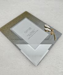 AYNALI SİMLİ ÇERÇEVE ÇİÇEKLİ GOLD 10X15 CM