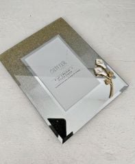 AYNALI SİMLİ ÇERÇEVE ÇİÇEKLİ GOLD 10X15 CM