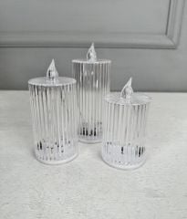 SİLİNDİR MODEL PİLLİ LED MUM 15 CM