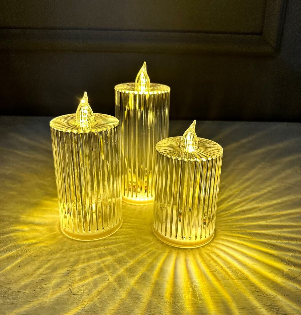 3'LÜ SİLİNDİR MODEL LED MUM