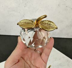 3'LÜ KRİSTAL CAM ELMA DEKOR GOLD