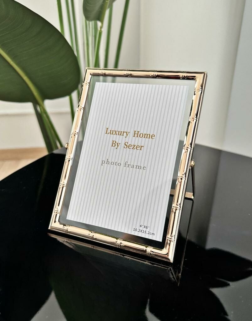 BAMBU DESEN LÜKS METAL ÇERÇEVE GOLD 10X15 CM