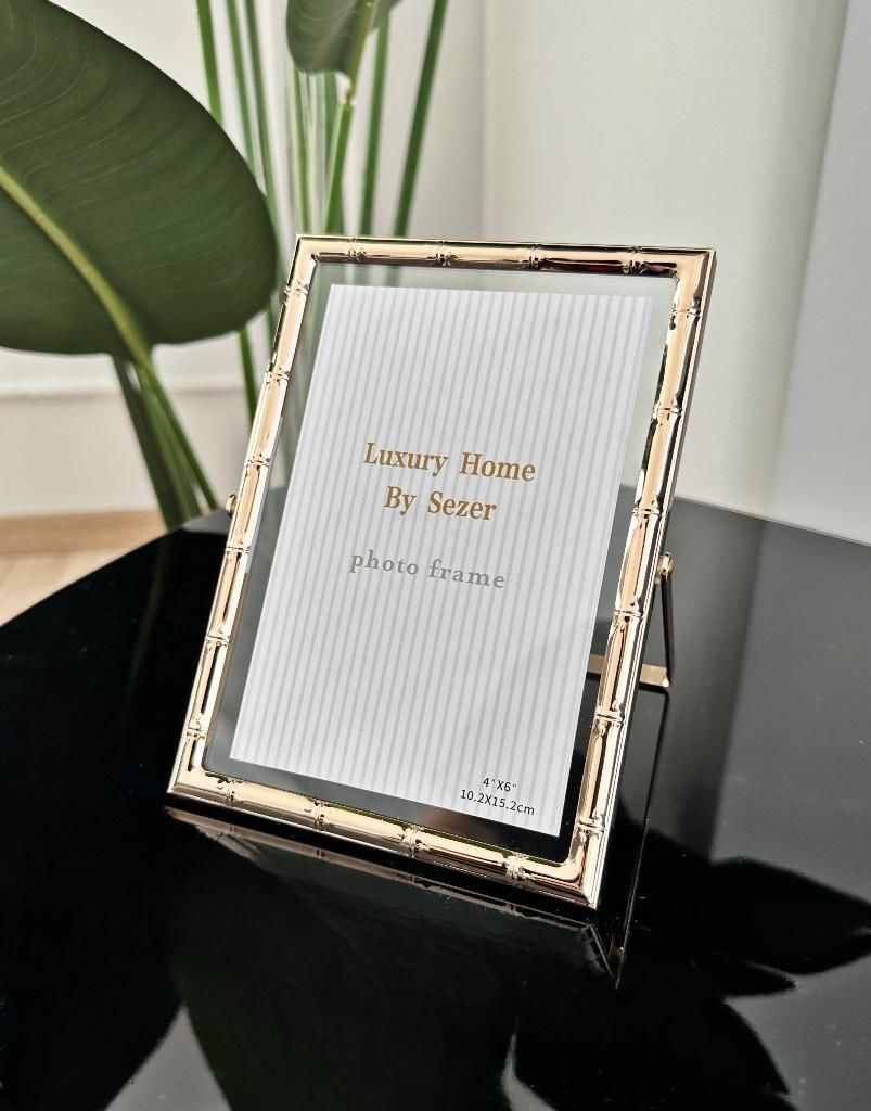 BAMBU DESEN LÜKS METAL ÇERÇEVE GOLD 10X15 CM