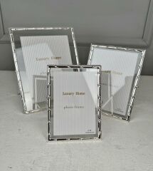 BAMBU DESEN LÜKS METAL ÇERÇEVE GÜMÜŞ 13x18 CM