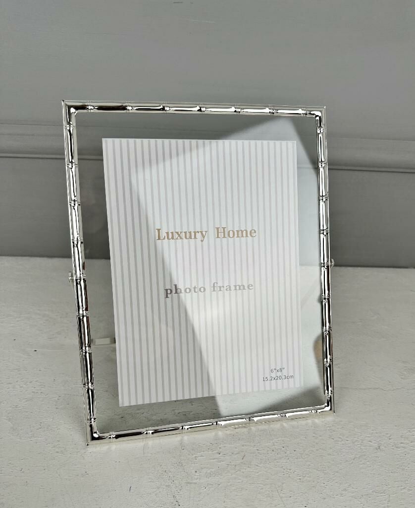 BAMBU DESEN LÜKS METAL ÇERÇEVE GÜMÜŞ 15x20 CM
