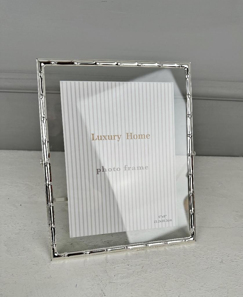BAMBU DESEN LÜKS METAL ÇERÇEVE GÜMÜŞ 15x20 CM