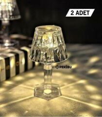2'Lİ ABAJUR MODEL MİNİ LED MASA LAMBASI ELMAS 12 CM
