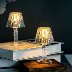 2'Lİ ABAJUR MODEL MİNİ LED MASA LAMBASI ELMAS 12 CM