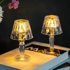 2'Lİ ABAJUR MODEL MİNİ LED MASA LAMBASI ELMAS 12 CM