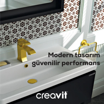 Creavit Lavabo Sifon Başlığı Pop-up Taşmasız Altın