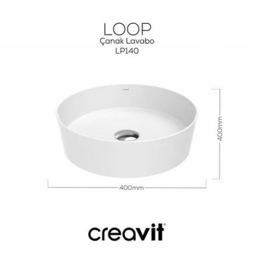 Creavit LOOP Masa Üstü Çanak Lavabo Beyaz 40cm