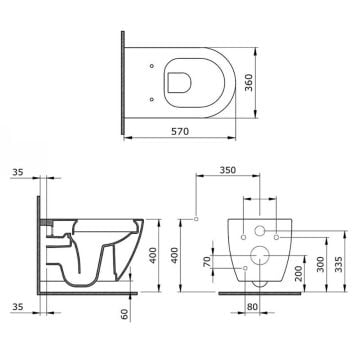 Bocchi Venezia Asma Klozet Rimless Kanalsız - Parlak Beyaz