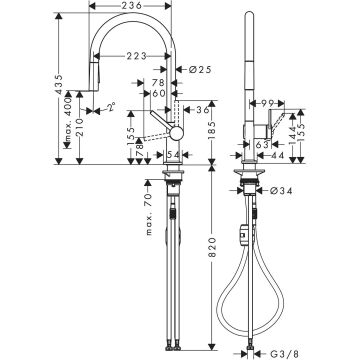 Hansgrohe Talis M54 Eviye Bataryası - Krom