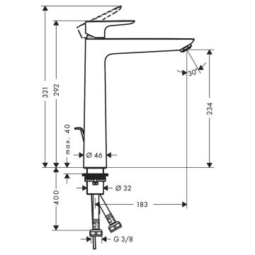 Hansgrohe Talis E 240 Yüksek Lavabo Bataryası - Parlak Altın