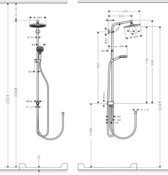 Hansgrohe Crometta S Duş kolonu 240 1 Jet, EcoSmart Reno