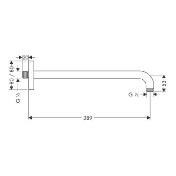 Hansgrohe Tepe Duşu Dirseği E 38.9 cm - Krom