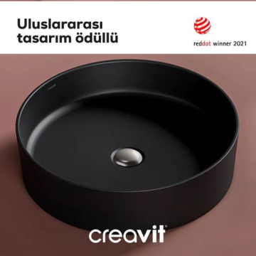 Creavit Loop Yuvarlak Çanak Lavabo Mat Siyah 45 Cm