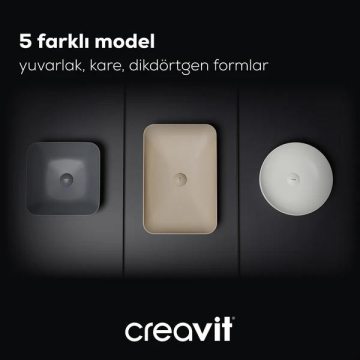 Creavit Ultra Kare Çanak Lavabo 40cm Beyaz Mat