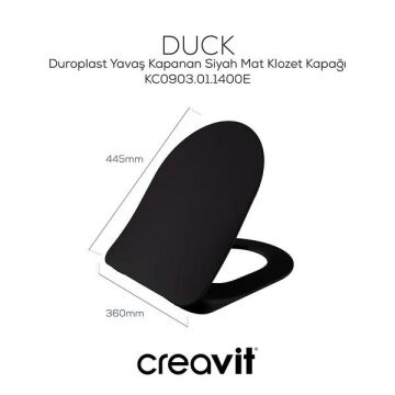 Creavit Duck Duroplast Yavaş Kapanan Klozet Kapağı Siyah Mat