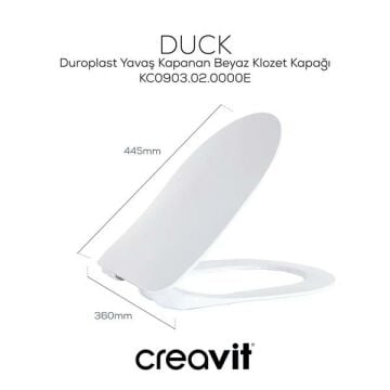 Creavit Duck Duroplast Yavaş Kapanan Klozet Kapağı Beyaz Mat