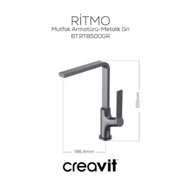 Creavit Ritmo Mutfak Armatürü - Metalik Gri