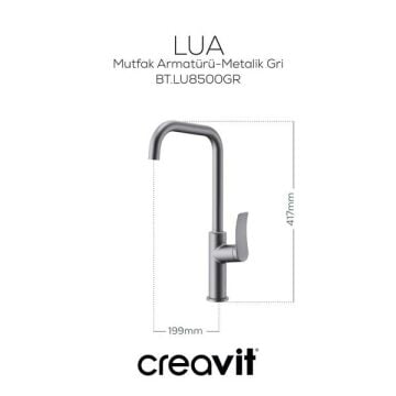 Creavit Lua Mutfak Armatürü - Metalik Gri
