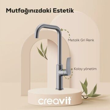 Creavit Lua Mutfak Armatürü - Metalik Gri