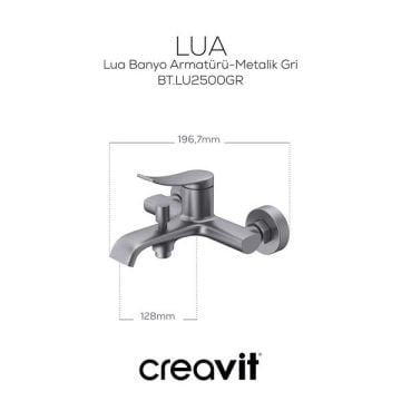 Creavit Lua Banyo Armatürü - Metalik Gri