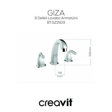 Creavit Giza Lavabo Armatürü 3 Delikli (sifonlu)