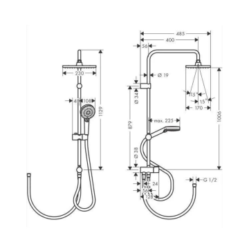 Hansgrohe Vernis Shape Duş kolonu 230 1 Jet Reno