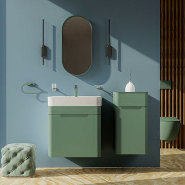 Colorit Lavabo Dolabı 60cm Nil Yeşili - Kapaklı