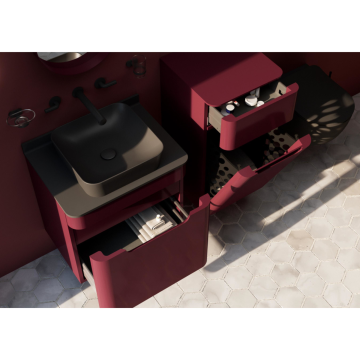 Colorit Lavabo Dolabı 60cm Berry - Çekmeceli