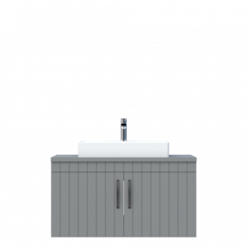 D10 Next Lavabo Dolabı Tezgah Üstü Kapaklı 100 cm Gri Lake
