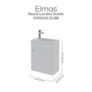 Elmas Lavabo Dolabı 45 cm Beyaz