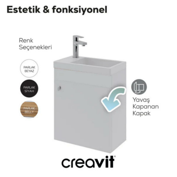 Elmas Lavabo Dolabı 45 cm Beyaz