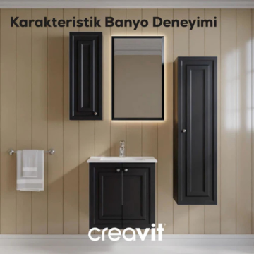 Creavit Kayra Lavabo Dolabı Kapaklı Mat Antrasit