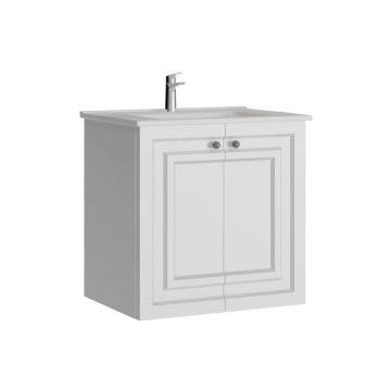 Kayra Lavabo Dolabı Kapaklı Mat Beyaz