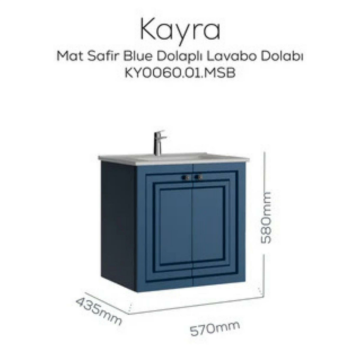 Creavit Kayra Lavabo Dolabı Kapaklı Mat Safire Blue