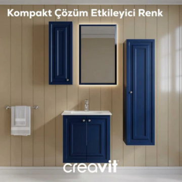 Creavit Kayra Lavabo Dolabı Kapaklı Mat Safire Blue
