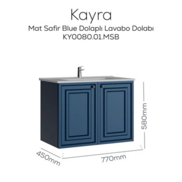 Creavit Kayra Lavabo Dolabı Kapaklı Mat Safire Blue