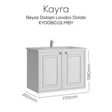 Creavit Kayra Lavabo Dolabı Kapaklı Mat Beyaz