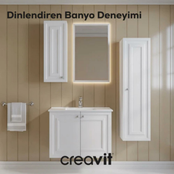 Creavit Kayra Lavabo Dolabı Kapaklı Mat Beyaz