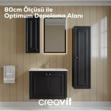 Creavit Kayra Lavabo Dolabı Kapaklı Mat Antrasit