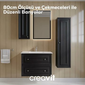 Creavit Kayra Lavabo Dolabı Çekmeceli Mat Antrasit