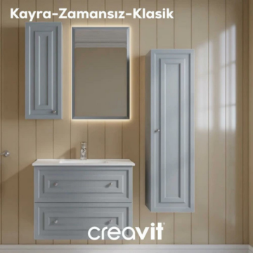 Creavit Kayra Lavabo Dolabı Çekmeceli Mat Gri