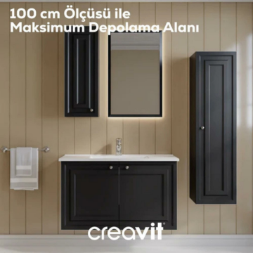 Creavit Kayra Lavabo Dolabı Kapaklı Mat Antrasit