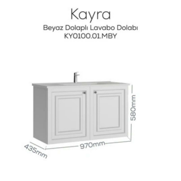Creavit Kayra Lavabo Dolabı Kapaklı Mat Beyaz